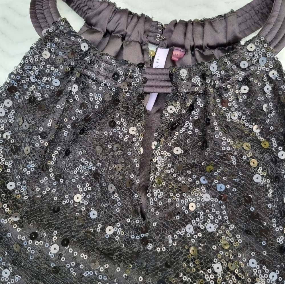 Tahari women's black sequin tank keyhole hope blouse - Picture 4 of 12